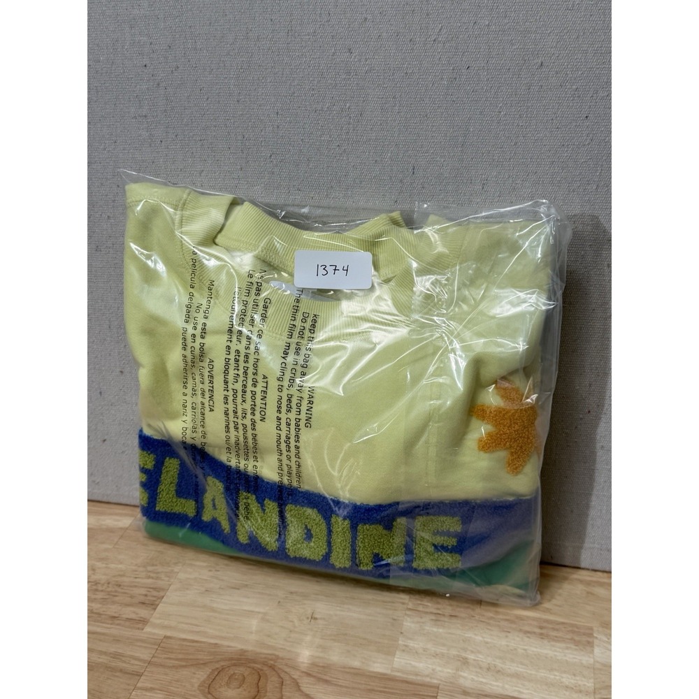 Celandine Surf Camp Sweatshirt Yellow Graphic Wave Terry XS Anthropologie - Picture 11 of 12